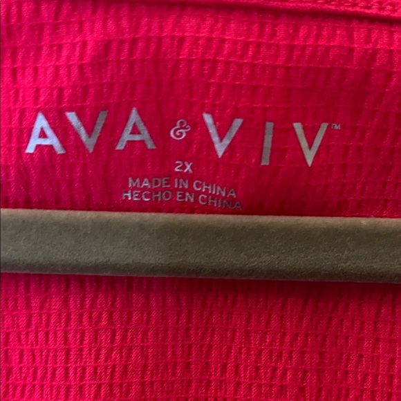 Ava & Viv Women's Vibrant Pink  Blouse with Tie-Front - Picture 2 of 2